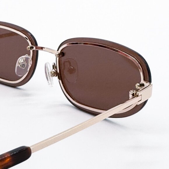 NEW OFF-WHITE OERI13M MIAMI 7664 SUNGLASSES UNISEX OVAL BROWN GOLD - Picture 5 of 8